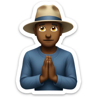 pensive face with drolling and hat praying hands sticker