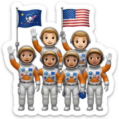 astronauts with flag sticker