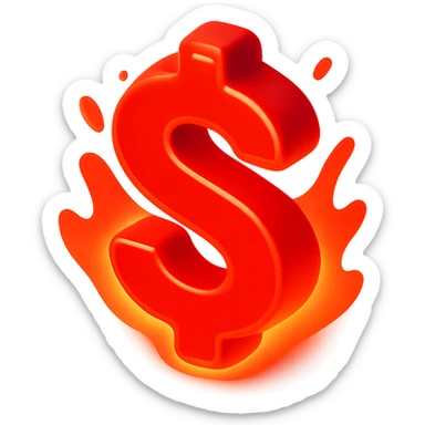 Change the dollar sign to a vivid red color, remove the background so it is transparent, keep the fiery lava glow and intense heat effect. sticker