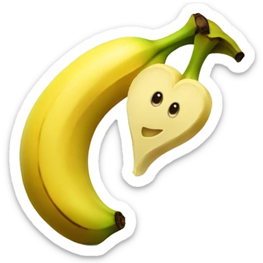 make a banana holin a heart sticker