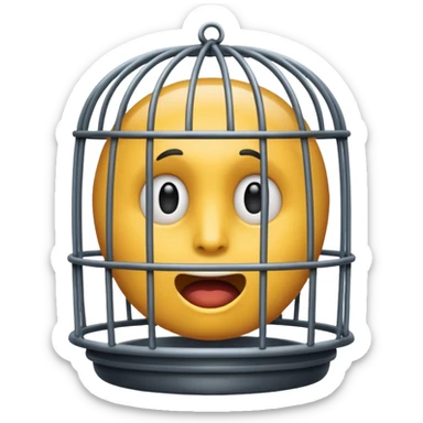 a emjoi face in a cage sticker