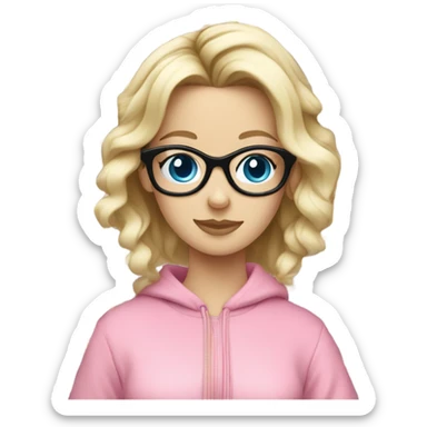 dancing-fair-haired-white-girl-pink-oversize-tracksuit-black-glasses-blue-eyes sticker