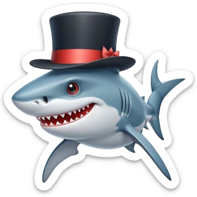 Shark with a top hat sticker