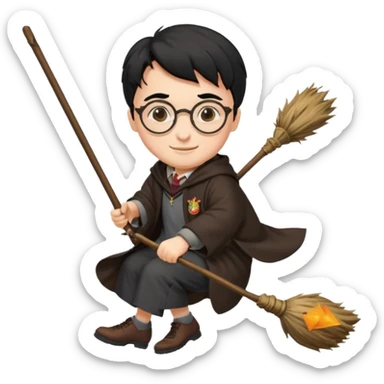 Harry potter riding on a broomstick sticker