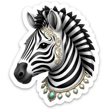 Vintage circus zebra wearing filigree sticker