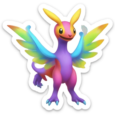 Colorful Neon Colors Flying Fakémon-Pokémon-Creature Full Body sticker