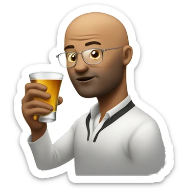 Bald man Drinks a shot   sticker