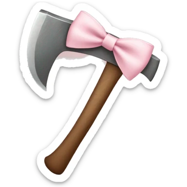 axe with a pale pink bow tied on the handle sticker