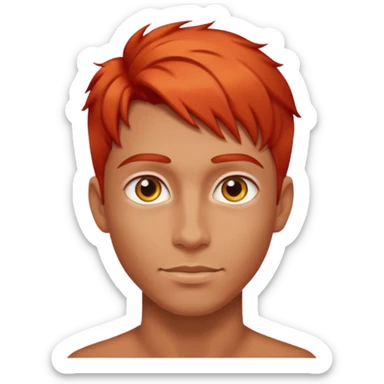 young man with smooth skin, bright eyes, and glowing hair color sticker