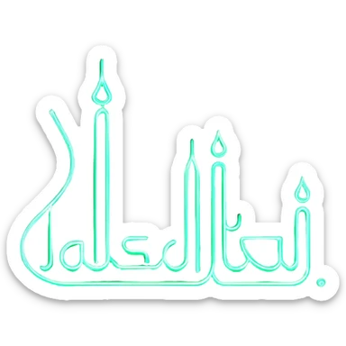 Neon glowing effect with the name حسیب in stylish modern Arabic typography sticker
