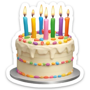 Vanilla Birthday cake with colorful candles  sticker