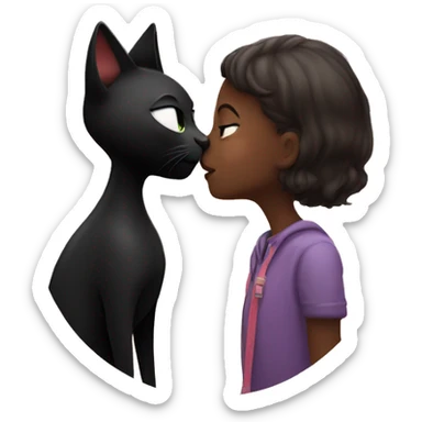Black cat kisses a girl sticker