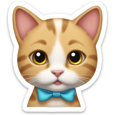 A Cute cat with a Little bow an her Right ear  sticker