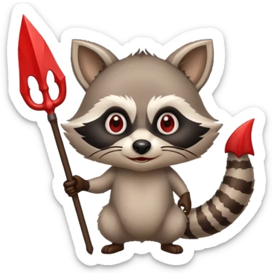 A raccoon with devil horns and trident sticker