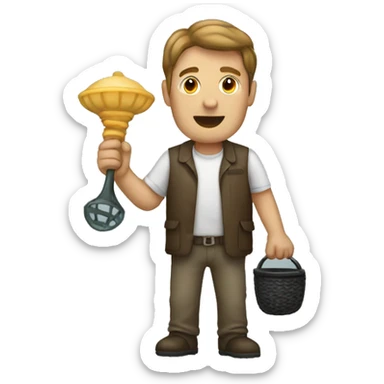 Man holding small siren sticker