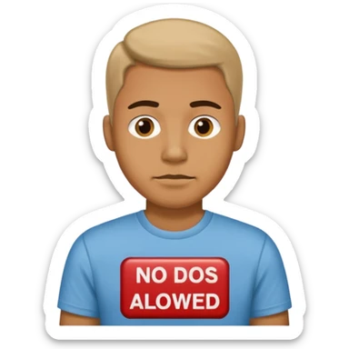 Man with no dogs allowed shirt sticker