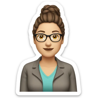 Caucasian-woman-long-straight-brown-hair-wearing-glasses-plus-size sticker