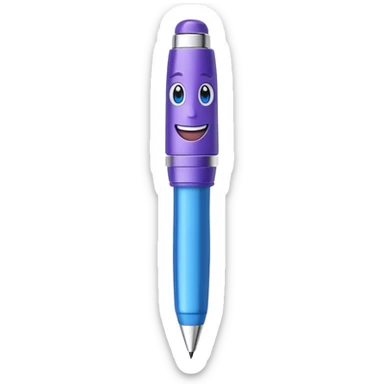 Pen with smiling face Lila sticker
