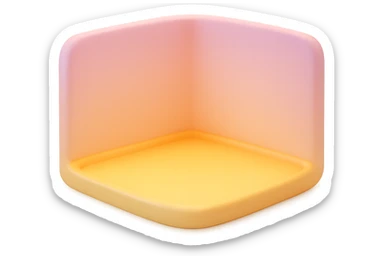 create an empty 3d cartoony room in a rounded square shape on a transparent bg sticker