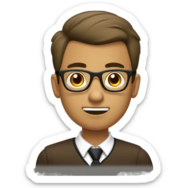 Brown student with a pompadour, glasses and a bald head. He is bored in the classroom. sticker