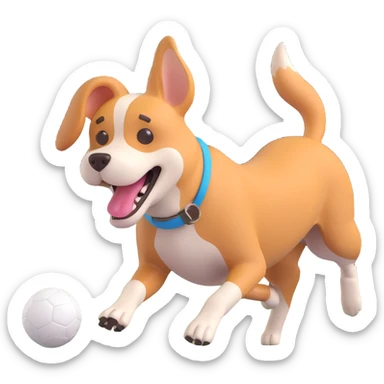 dog chasing ball in forrest, close up pose sticker