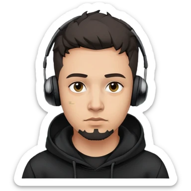 Gender: Male Hair: Messy black undercut with coding headset Face: Deep eye bags, stubble shadow Clothes: Black hoodie with "EVM" logo Action: Debugging Solidity code on triple monitors sticker