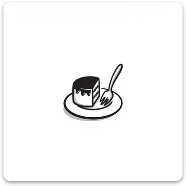 hand-drawn sketch of a partially eaten cake with a fork stuck in it sticker