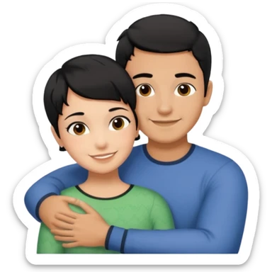 Hot latino man hugging girl black hair pixie cut sticker