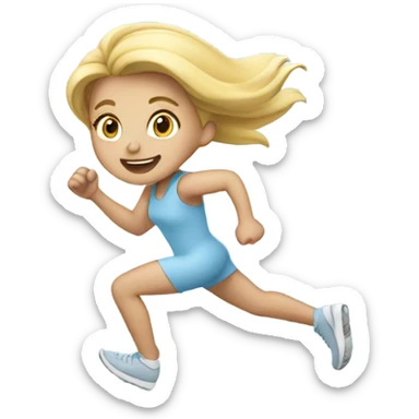 blondie girl running in a LIGHT BLUE Costume sticker