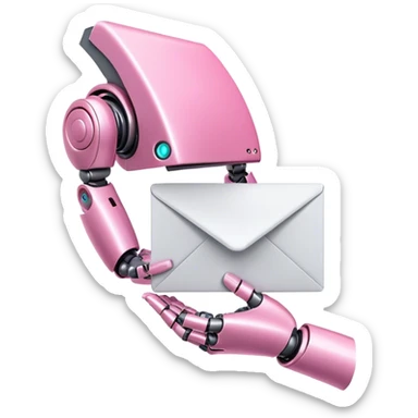 pink robotic hand holding email envolope sticker