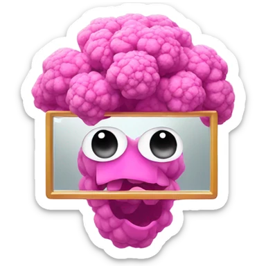 pink cauliflower looking in mirror sticker
