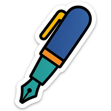 minimalist icon of a pen in botgoondie color palette, simple lines sticker