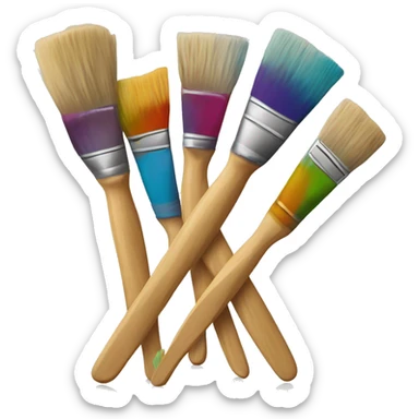 The paint brushes are stained with paint
 sticker