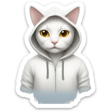 White Cat wearing hoodies  sticker