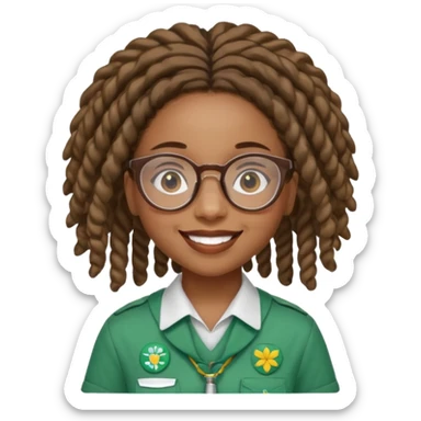 African American Girl Scout with glasses and locs sticker
