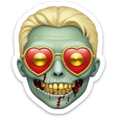 make a zombie with gold teeth and chrome heart glasses sticker