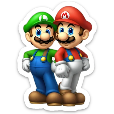 Mario et luigi qui se font un bisous sticker