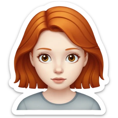 A girl with pale skin, dark brown eyes and ginger hair  sticker