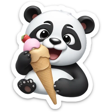 Panda eating ice cream sticker