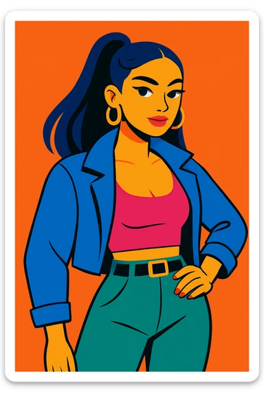 hot girl, modern, confident, stylish, vibrant colors sticker