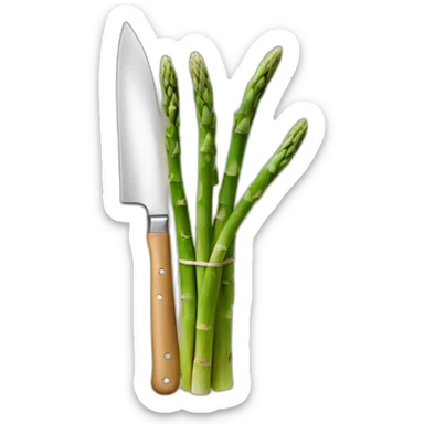 knife holding asparagus sticker