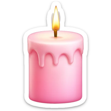 Pastel Pink Candle "A pastel pink candle with a glowing flame, surrounded by swirling sparkles and tiny floating heart-shaped lights." sticker