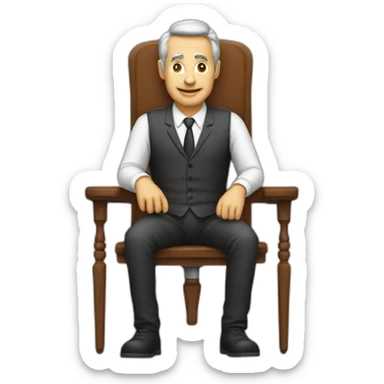 Ein Mensch mit einem Stuhl auf denn Kopf sticker