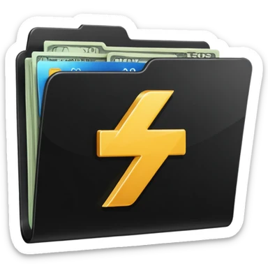 black folder flash file with a finances logo sticker