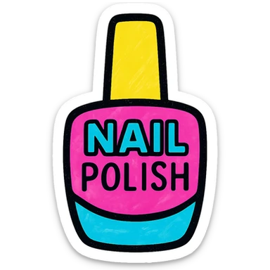 nail polish bottle logo, playful and vibrant, bright colors, simple shapes, suitable for a nail paint brand, no text sticker