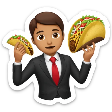taco with red tie and suit sticker