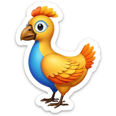 A 3D cartoon Sankofa bird with its head turned backward holding an egg in its beak, symbolizing learning from the past, vibrant colors, smooth lighting, Memoji-style rendering. sticker