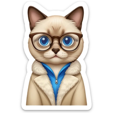siam cat with glasses  sticker