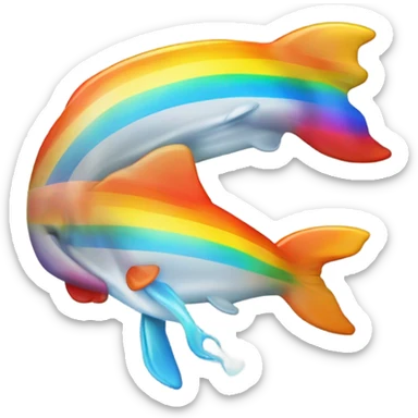Un delfín con un arcoíris sticker