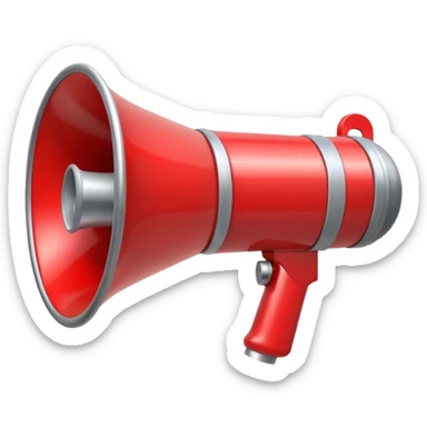 megaphone with a play button sticker